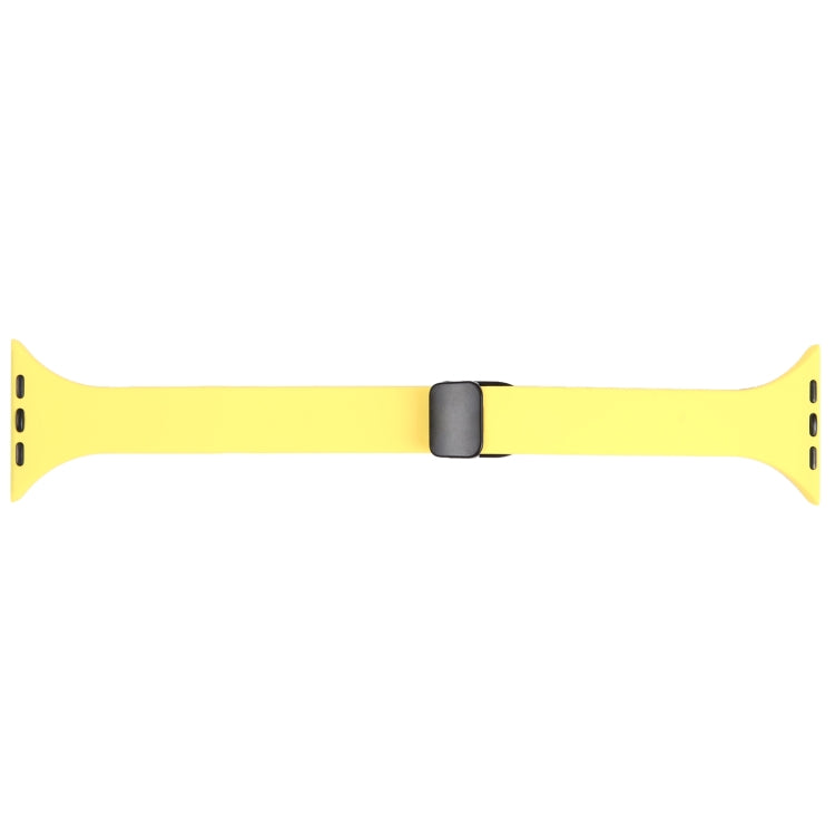 For Apple Watch 8 41mm Magnetic Buckle Slim Silicone Watch Band(Light Yellow) - Watch Bands by PMC Jewellery | Online Shopping South Africa | PMC Jewellery