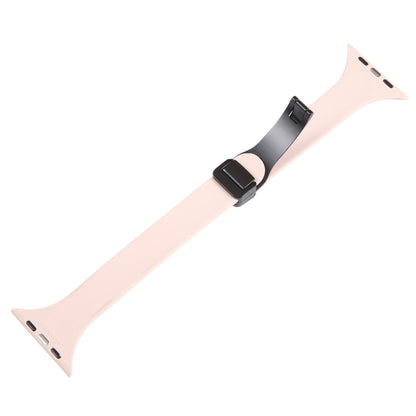 For Apple Watch 8 41mm Magnetic Buckle Slim Silicone Watch Band(Pink) - Watch Bands by PMC Jewellery | Online Shopping South Africa | PMC Jewellery