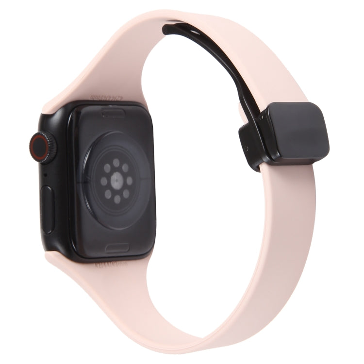 For Apple Watch 8 41mm Magnetic Buckle Slim Silicone Watch Band(Pink) - Watch Bands by PMC Jewellery | Online Shopping South Africa | PMC Jewellery