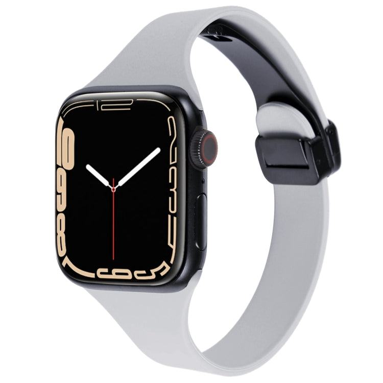 For Apple Watch 8 41mm Magnetic Buckle Slim Silicone Watch Band(Light Grey) - Watch Bands by PMC TechLife | Online Shopping South Africa | PMC TechLife