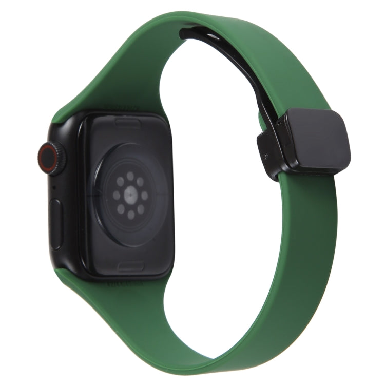 For Apple Watch 8 41mm Magnetic Buckle Slim Silicone Watch Band(Alfalfa Grass) - Watch Bands by PMC Jewellery | Online Shopping South Africa | PMC Jewellery