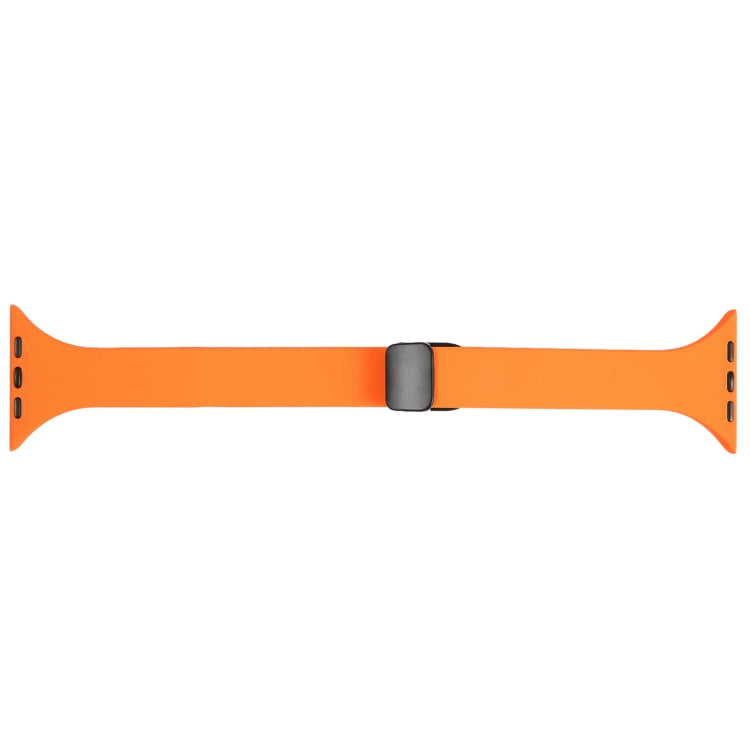 For Apple Watch 8 45mm  Magnetic Buckle Slim Silicone Watch Band(Orange) - Watch Bands by PMC Jewellery | Online Shopping South Africa | PMC Jewellery