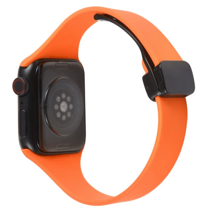 For Apple Watch 8 45mm  Magnetic Buckle Slim Silicone Watch Band(Orange) - Watch Bands by PMC Jewellery | Online Shopping South Africa | PMC Jewellery