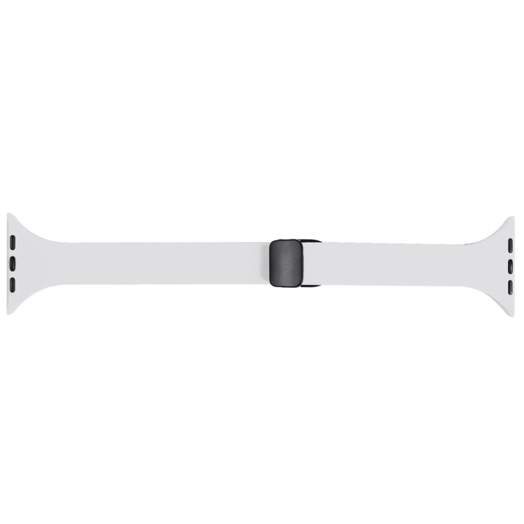 For Apple Watch 8 45mm  Magnetic Buckle Slim Silicone Watch Band(White) - Watch Bands by PMC Jewellery | Online Shopping South Africa | PMC Jewellery