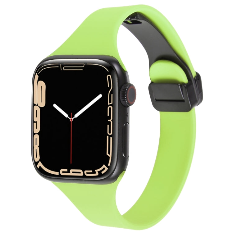 For Apple Watch SE 2022 40mm Magnetic Buckle Slim Silicone Watch Band(Green) - Watch Bands by PMC Jewellery | Online Shopping South Africa | PMC Jewellery