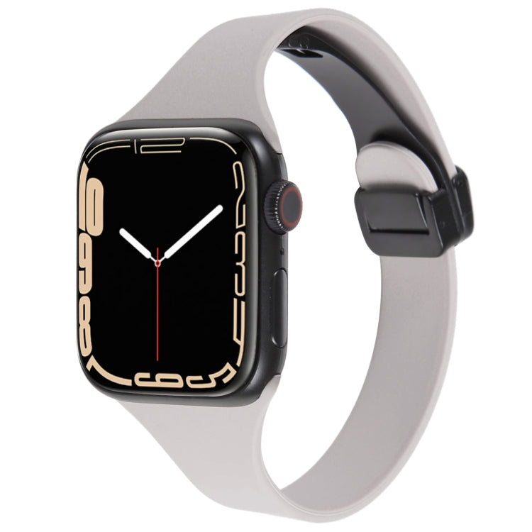 For Apple Watch SE 2022 40mm Magnetic Buckle Slim Silicone Watch Band(Rock Grey) - Watch Bands by PMC Jewellery | Online Shopping South Africa | PMC Jewellery