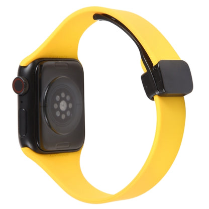 For Apple Watch 7 41mm Magnetic Buckle Slim Silicone Watch Band(Yellow) - Watch Bands by PMC Jewellery | Online Shopping South Africa | PMC Jewellery