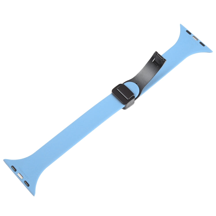 For Apple Watch 7 41mm Magnetic Buckle Slim Silicone Watch Band(Light Blue) - Watch Bands by PMC TechLife | Online Shopping South Africa | PMC TechLife