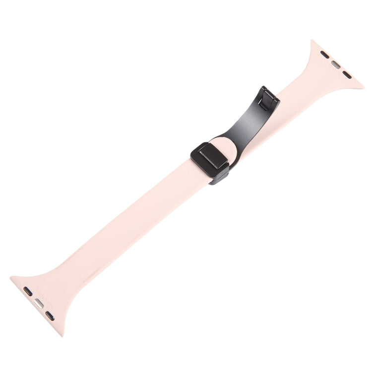 For Apple Watch 7 41mm Magnetic Buckle Slim Silicone Watch Band(Pink) - Watch Bands by PMC Jewellery | Online Shopping South Africa | PMC Jewellery