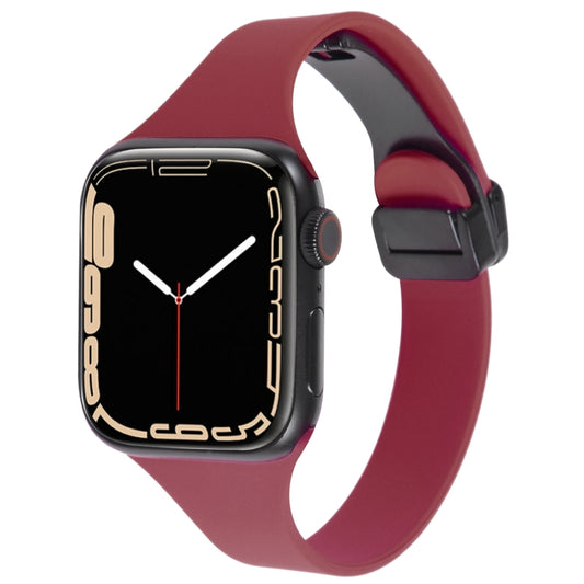 For Apple Watch SE 40mm Magnetic Buckle Slim Silicone Watch Band(Wine Red) - Watch Bands by PMC Jewellery | Online Shopping South Africa | PMC Jewellery