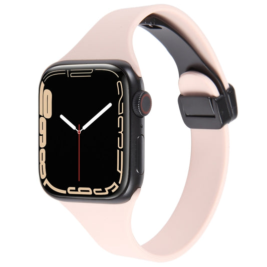 For Apple Watch 6 40mm Magnetic Buckle Slim Silicone Watch Band(Pink) - Watch Bands by PMC Jewellery | Online Shopping South Africa | PMC Jewellery