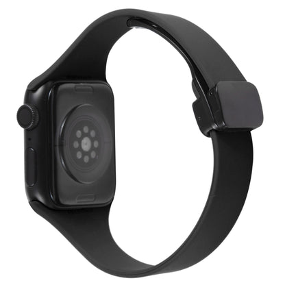 For Apple Watch 6 44mm Magnetic Buckle Slim Silicone Watch Band(Black) - Watch Bands by PMC Jewellery | Online Shopping South Africa | PMC Jewellery