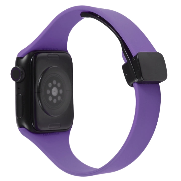 For Apple Watch 5 40mm Magnetic Buckle Slim Silicone Watch Band(Dark Purple) - Watch Bands by PMC Jewellery | Online Shopping South Africa | PMC Jewellery