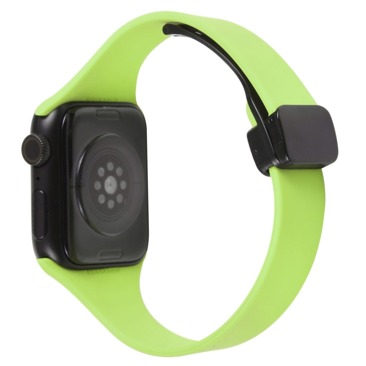 For Apple Watch 5 40mm Magnetic Buckle Slim Silicone Watch Band(Green) - Watch Bands by PMC Jewellery | Online Shopping South Africa | PMC Jewellery