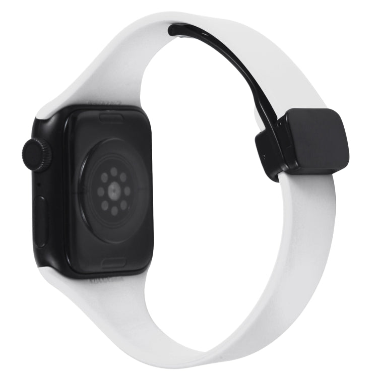 For Apple Watch 5 40mm Magnetic Buckle Slim Silicone Watch Band(White) - Watch Bands by PMC Jewellery | Online Shopping South Africa | PMC Jewellery