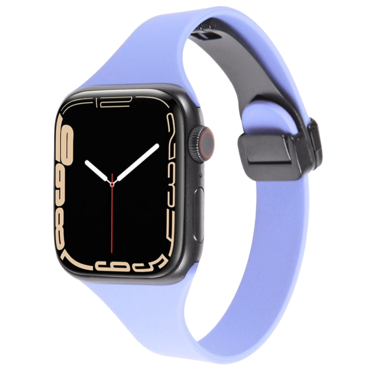 For Apple Watch 5 40mm Magnetic Buckle Slim Silicone Watch Band(Light Purple) - Watch Bands by PMC Jewellery | Online Shopping South Africa | PMC Jewellery