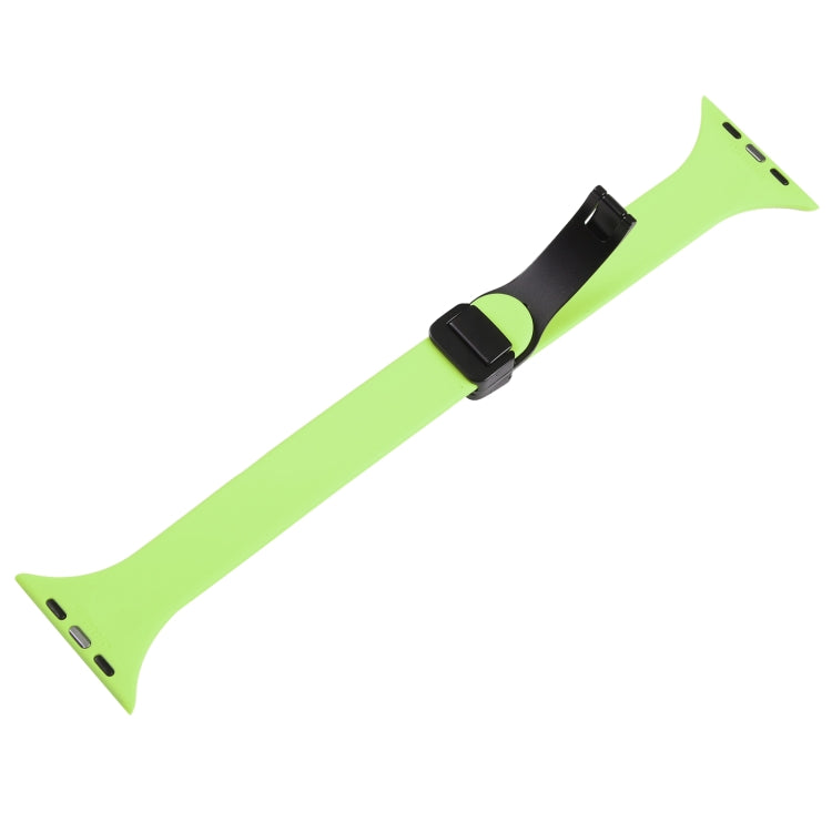 For Apple Watch 4 44mm Magnetic Buckle Slim Silicone Watch Band(Green) - Watch Bands by PMC Jewellery | Online Shopping South Africa | PMC Jewellery