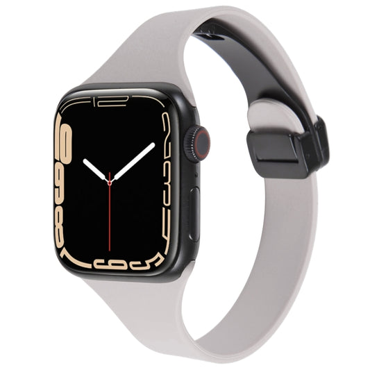 For Apple Watch 4 40mm Magnetic Buckle Slim Silicone Watch Band(Rock Grey) - Watch Bands by PMC Jewellery | Online Shopping South Africa | PMC Jewellery