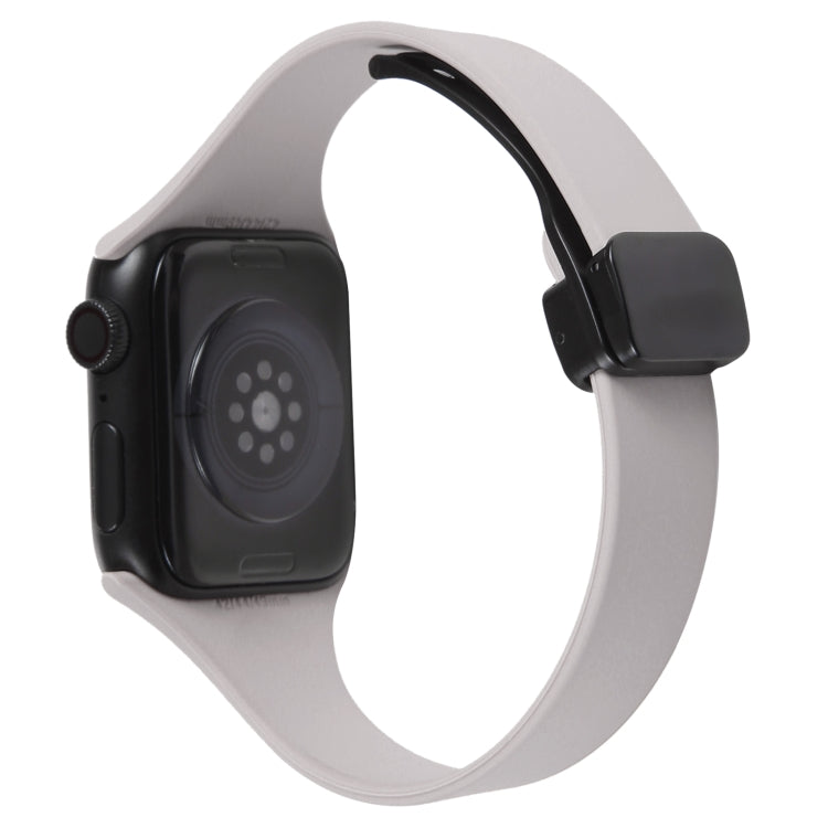 For Apple Watch 4 40mm Magnetic Buckle Slim Silicone Watch Band(Rock Grey) - Watch Bands by PMC Jewellery | Online Shopping South Africa | PMC Jewellery