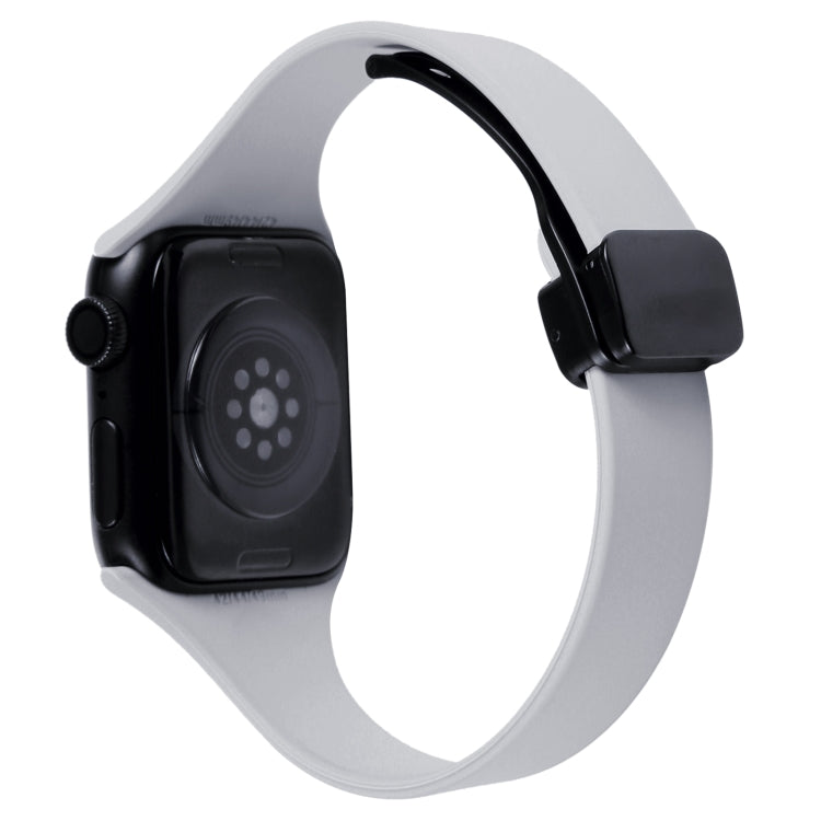 For Apple Watch 3 38mm Magnetic Buckle Slim Silicone Watch Band(Light Grey) - Watch Bands by PMC TechLife | Online Shopping South Africa | PMC TechLife