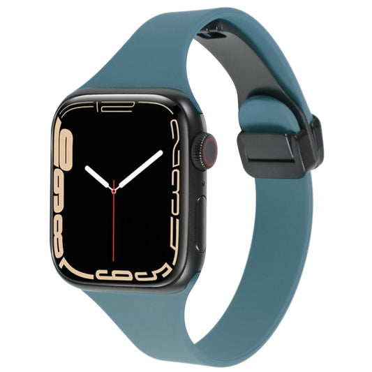 For Apple Watch 2 38mm Magnetic Buckle Slim Silicone Watch Band(Light Green) - Watch Bands by PMC Jewellery | Online Shopping South Africa | PMC Jewellery