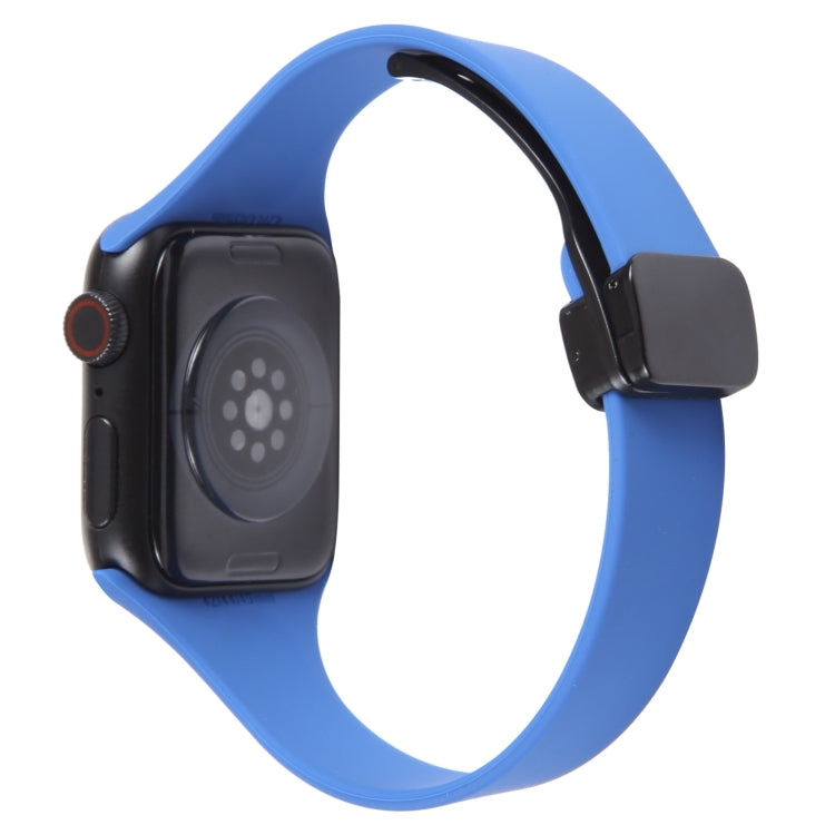 For Apple Watch 42mm Magnetic Buckle Slim Silicone Watch Band(Royal Blue) - Watch Bands by PMC Jewellery | Online Shopping South Africa | PMC Jewellery