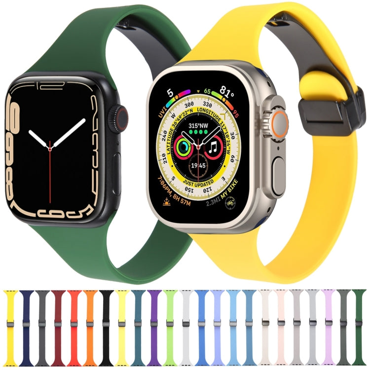 For Apple Watch 4 40mm Magnetic Buckle Slim Silicone Watch Band(Alfalfa Grass) - Watch Bands by PMC Jewellery | Online Shopping South Africa | PMC Jewellery