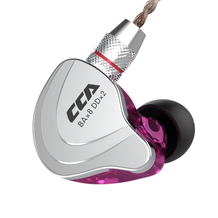 CCA CCA-C10 3.5mm Gold Plated Plug Ten Unit Hybrid Wire-controlled In-ear Earphone, Type:without Mic(Streamer Purple) - In Ear Wired Earphone by CCA | Online Shopping South Africa | PMC Jewellery