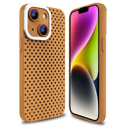 For iPhone 14 Plus Hollow Heat Dissipation TPU Phone Case(Brown) - iPhone 14 Plus Cases by PMC Jewellery | Online Shopping South Africa | PMC Jewellery