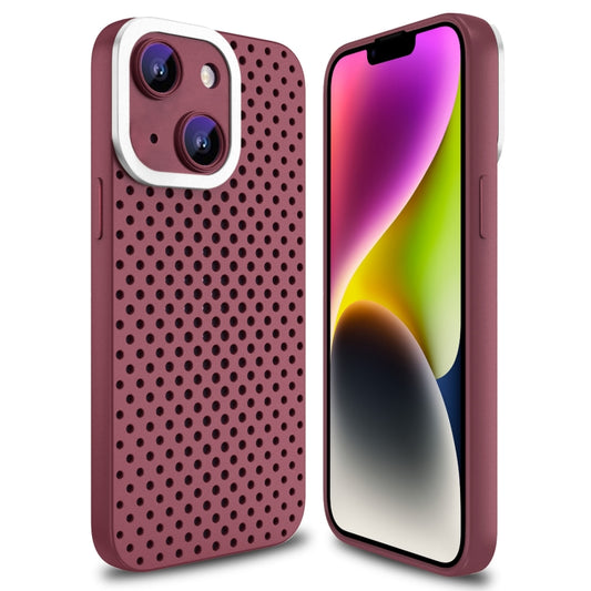 For iPhone 14 Hollow Heat Dissipation TPU Phone Case(Rose Red) - iPhone 14 Cases by PMC Jewellery | Online Shopping South Africa | PMC Jewellery