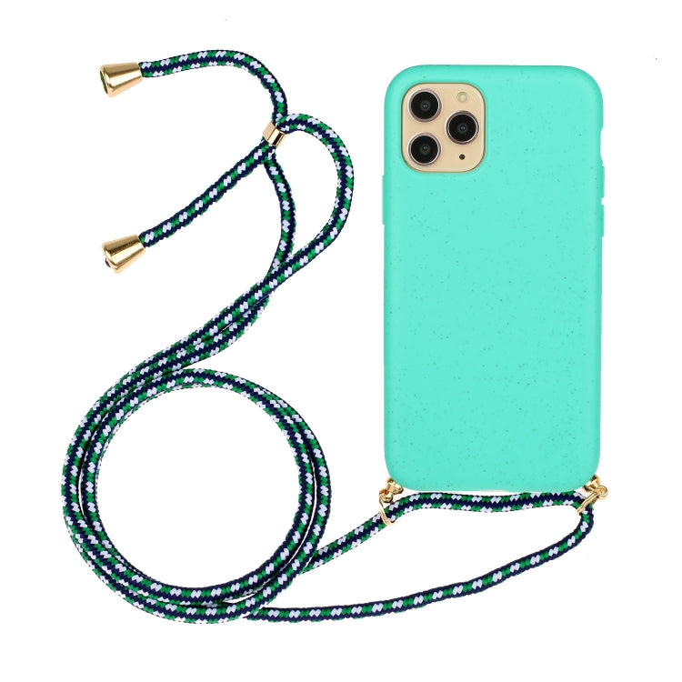 For iPhone 15 Pro Wheat Straw Material + TPU Phone Case with Lanyard(Green) - iPhone 15 Pro Cases by PMC Jewellery | Online Shopping South Africa | PMC Jewellery