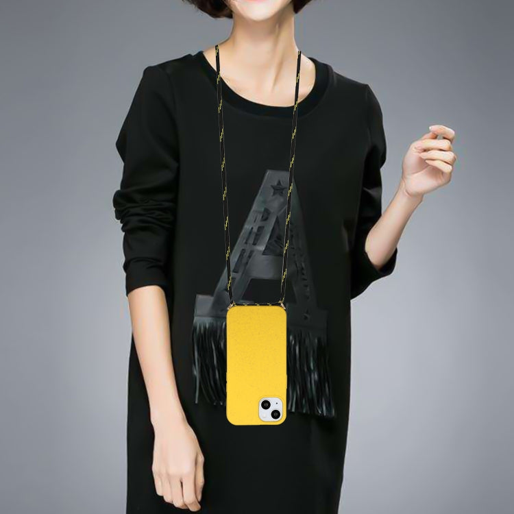 For iPhone 15 Plus Wheat Straw Material + TPU Phone Case with Lanyard(Yellow) - free shipping - PMC TechLife - Order now!