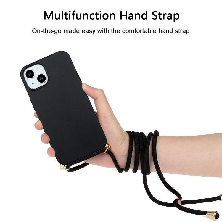 For iPhone 15 Wheat Straw Material + TPU Phone Case with Lanyard(Black) - iPhone 15 Cases by PMC Jewellery | Online Shopping South Africa | PMC Jewellery