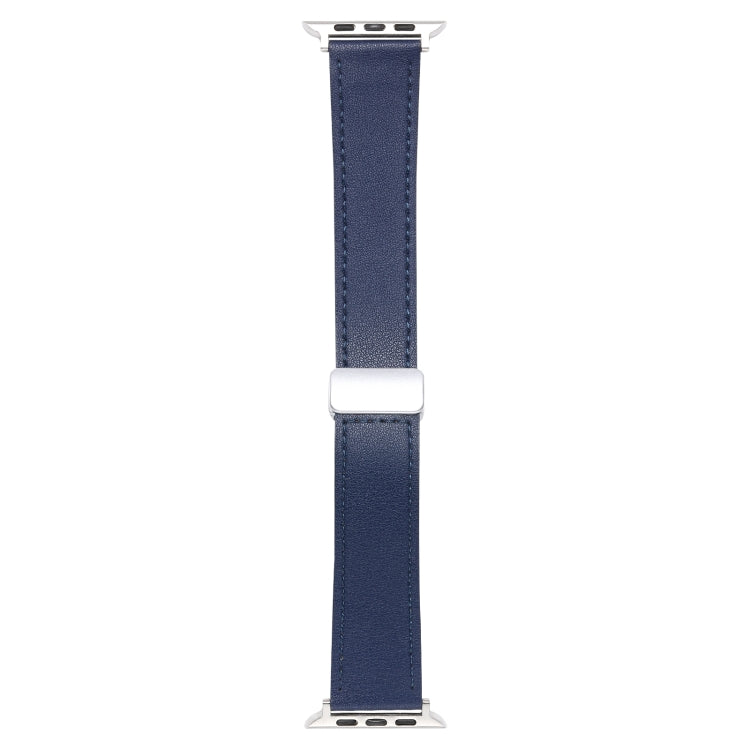 For Apple Watch 8 41mm Magnetic Buckle Skin Feel Leather Watch Band(Dark Blue) - Watch Bands by PMC Jewellery | Online Shopping South Africa | PMC Jewellery