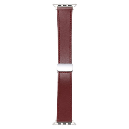 For Apple Watch 7 41mm Magnetic Buckle Skin Feel Leather Watch Band(Wine Red) - Watch Bands by PMC Jewellery | Online Shopping South Africa | PMC Jewellery