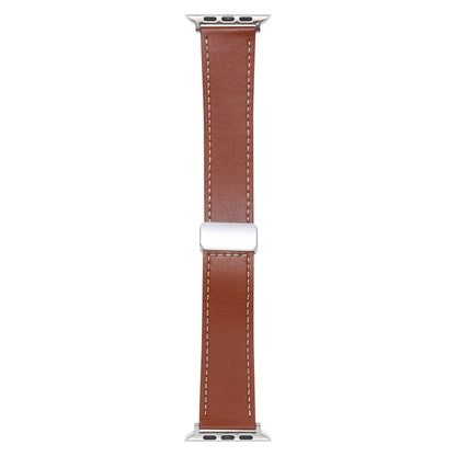 For Apple Watch SE 40mm Magnetic Buckle Skin Feel Leather Watch Band(Brown) - Watch Bands by PMC Jewellery | Online Shopping South Africa | PMC Jewellery