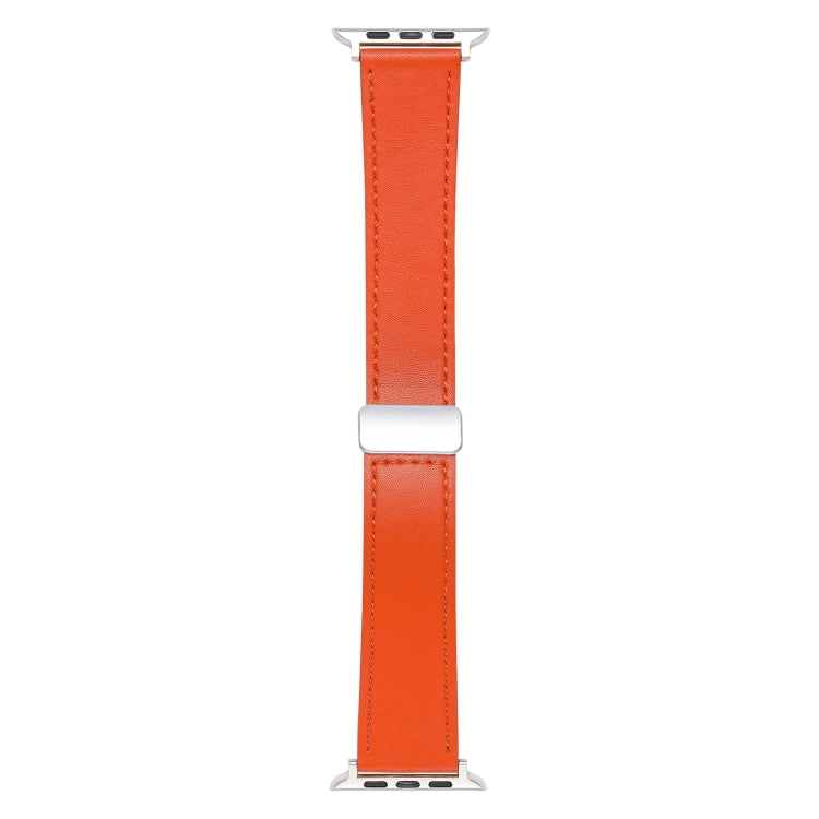 For Apple Watch SE 40mm Magnetic Buckle Skin Feel Leather Watch Band(Orange) - Watch Bands by PMC Jewellery | Online Shopping South Africa | PMC Jewellery