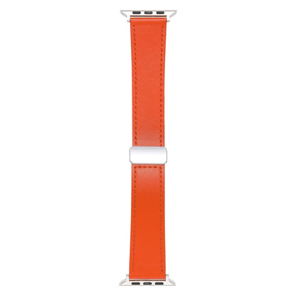 For Apple Watch 6 40mm Magnetic Buckle Skin Feel Leather Watch Band(Orange) - Watch Bands by PMC Jewellery | Online Shopping South Africa | PMC Jewellery