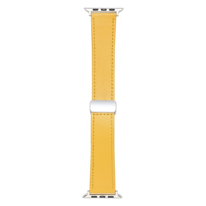 For Apple Watch 5 40mm Magnetic Buckle Skin Feel Leather Watch Band(Yellow) - Watch Bands by PMC Jewellery | Online Shopping South Africa | PMC Jewellery