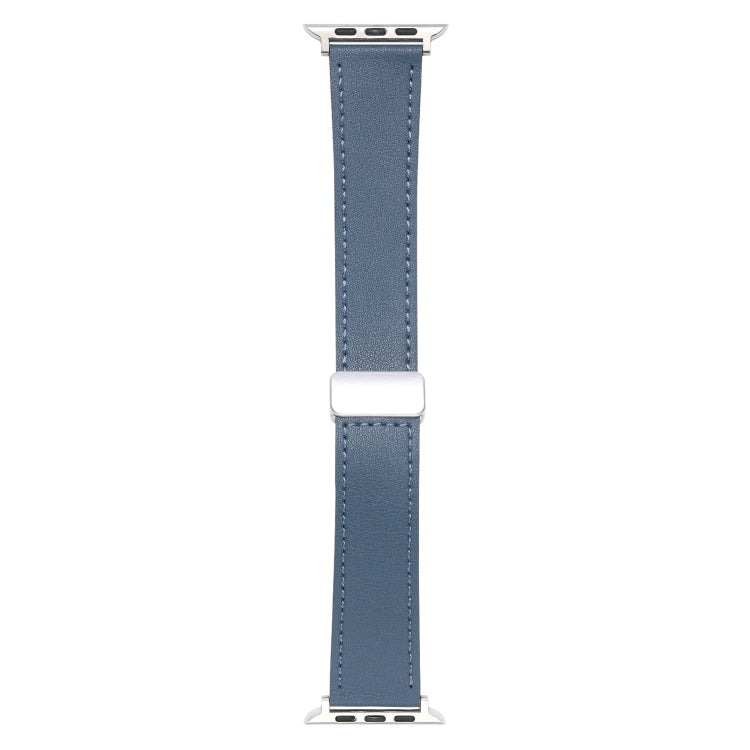 For Apple Watch 4 44mm Magnetic Buckle Skin Feel Leather Watch Band(Light Blue) - Watch Bands by PMC Jewellery | Online Shopping South Africa | PMC Jewellery