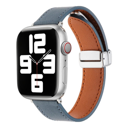 For Apple Watch 2 42mm Magnetic Buckle Skin Feel Leather Watch Band(Light Blue) - Watch Bands by PMC Jewellery | Online Shopping South Africa | PMC Jewellery