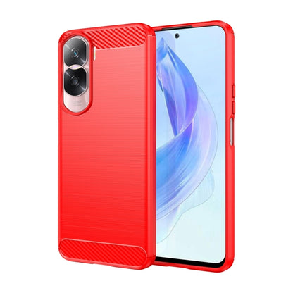 For Honor 90 Lite Brushed Texture Carbon Fiber TPU Phone Case(Red) - Honor Cases by PMC Jewellery | Online Shopping South Africa | PMC Jewellery