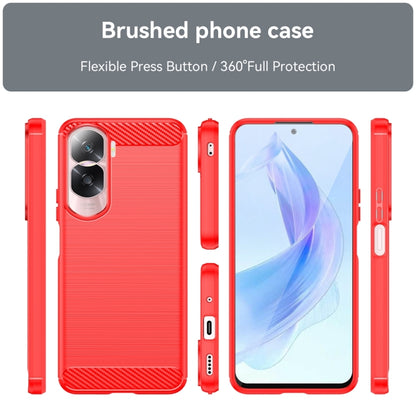 For Honor 90 Brushed Texture Carbon Fiber TPU Phone Case(Red) - Honor Cases by PMC Jewellery | Online Shopping South Africa | PMC Jewellery