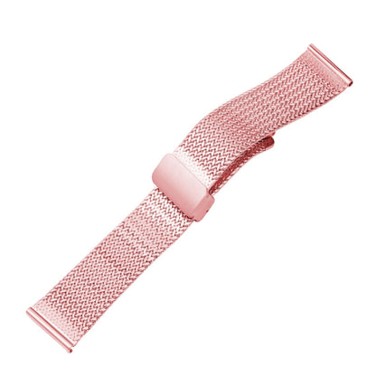 For Apple Watch 42mm Magnetic Buckle Herringbone Mesh Metal Watch Band(Pink) - Watch Bands by PMC Jewellery | Online Shopping South Africa | PMC Jewellery