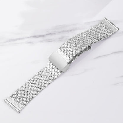 For Apple Watch SE 2022 44mm Magnetic Buckle Herringbone Mesh Metal Watch Band(Silver) - Watch Bands by PMC Jewellery | Online Shopping South Africa | PMC Jewellery