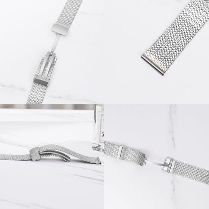 For Apple Watch SE 2022 44mm Magnetic Buckle Herringbone Mesh Metal Watch Band(Silver) - Watch Bands by PMC Jewellery | Online Shopping South Africa | PMC Jewellery