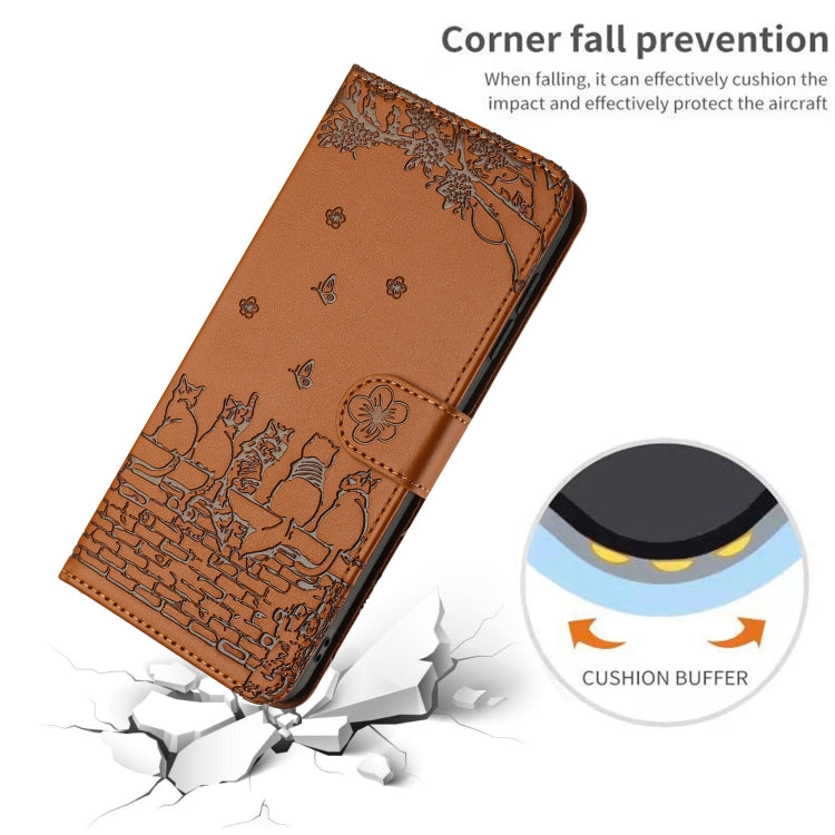 For Xiaomi Redmi Note 11 Global Cat Embossing Pattern Leather Phone Case with Lanyard(Brown) - free shipping - PMC TechLife - Order now!