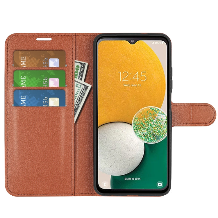 For Samsung Galaxy A14 5G Litchi Texture Horizontal Flip Phone Case with Holder(Brown) - free shipping - PMC TechLife - Order now!