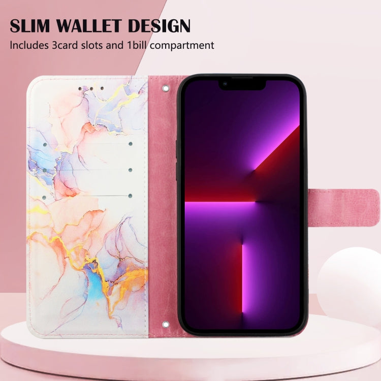 For iPhone 15 PT003 Marble Pattern Flip Leather Phone Case(Galaxy Marble White) - free shipping - PMC TechLife - Order now!