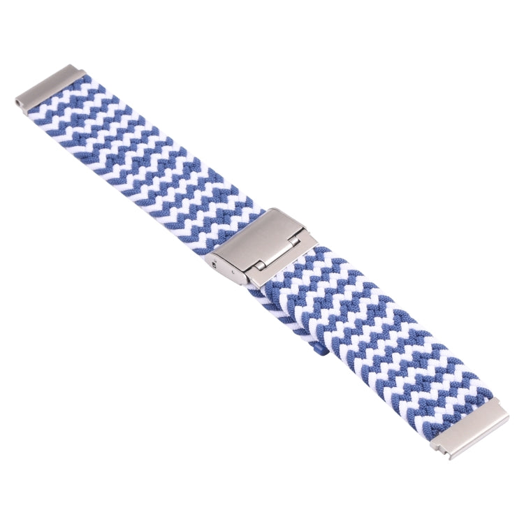 18mm Nylon Braided Metal Buckle Watch Band(W Blue White) - Watch Bands by PMC Jewellery | Online Shopping South Africa | PMC Jewellery